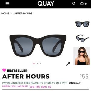 Quay after hours matte black sunglasses